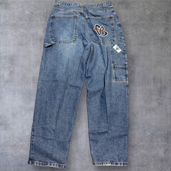 Vintage FUBU Jeans Sports Embroidered Logo Baggy Carpenter Loose Mens 38x32 - Picture 1 of 8